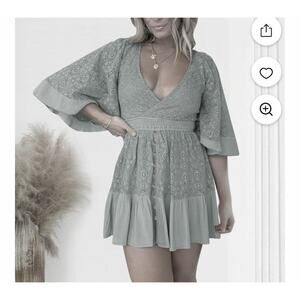 NWT Mable Sage Green flowy mini Eyelet dress/Skort size M Feminine Fairy Preppy